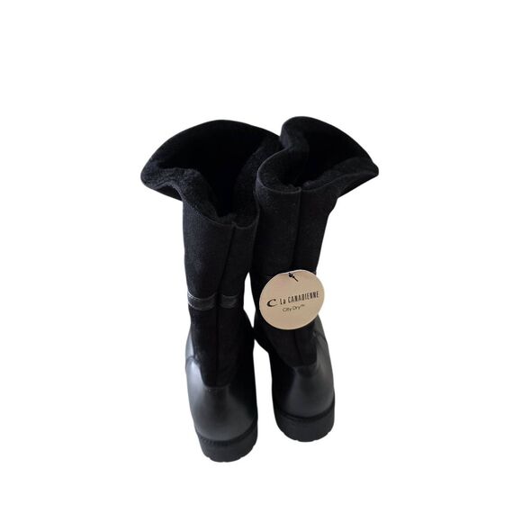 La Canadienne Heritage Women Size 8 Harlan Asymmetrical Boot in Black Shearling - Picture 6 of 8